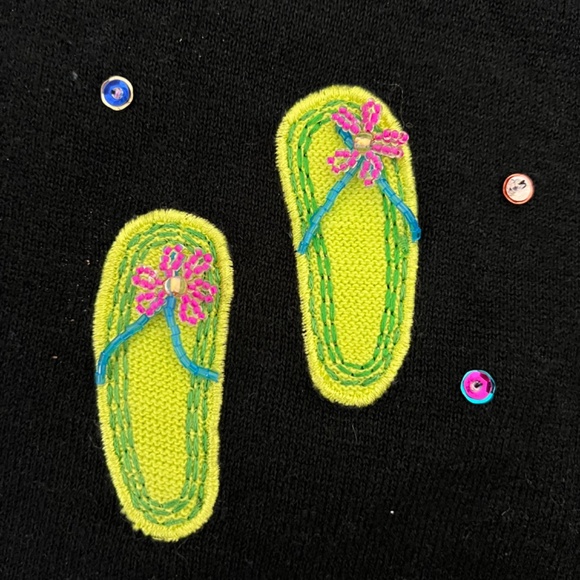 Marissa Studios Black Flip Flop Sequins Cardigan Sweater M - Picture 7 of 9